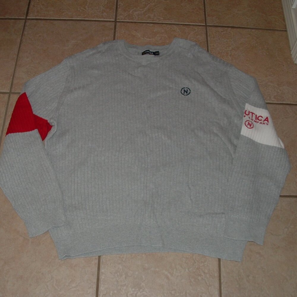 Men Sz 3XL Casual or Dress Gray Pullover Ribbed Cotton Crew Neck Sweater